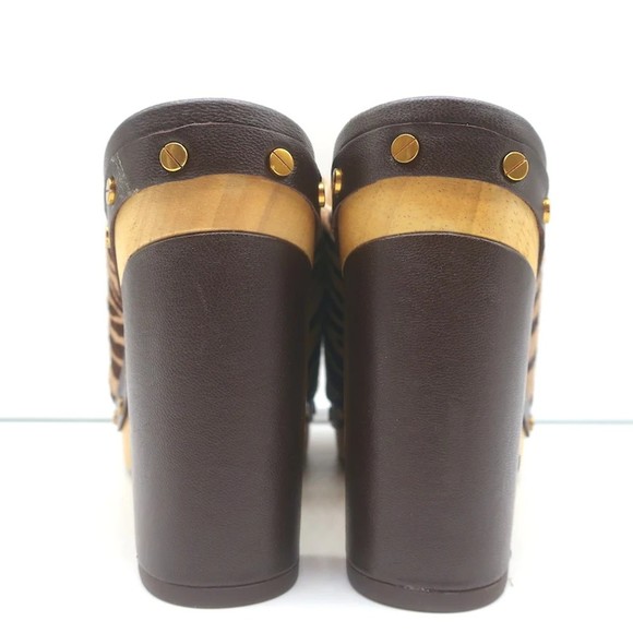 Veronica Beard Grita Clogs Tiger Print Calf Hair Size 10 High Heel Mules - Picture 7 of 11